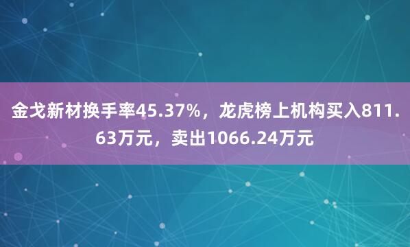 金戈新材换手率45.37%，龙虎榜上机构买入811.63万元，卖出1066.24万元