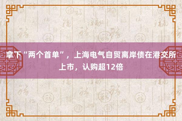 拿下“两个首单”，上海电气自贸离岸债在港交所上市，认购超12倍