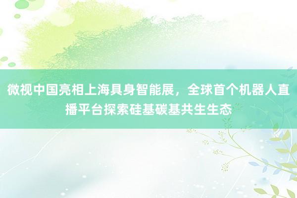 微视中国亮相上海具身智能展，全球首个机器人直播平台探索硅基碳基共生生态
