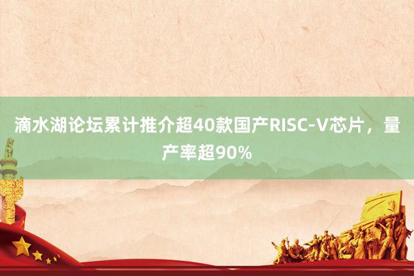 滴水湖论坛累计推介超40款国产RISC-V芯片，量产率超90%