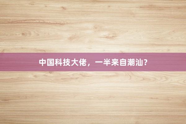 中国科技大佬，一半来自潮汕？