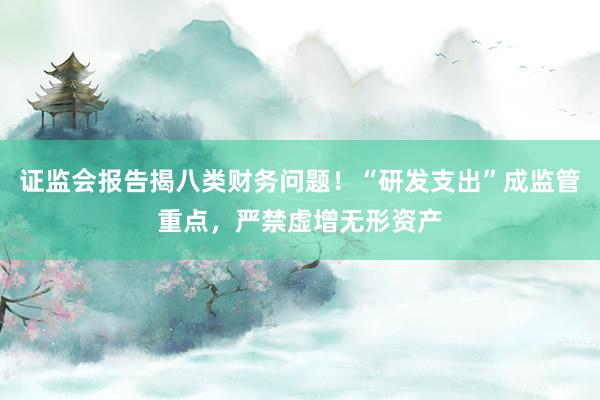 证监会报告揭八类财务问题！“研发支出”成监管重点，严禁虚增无形资产