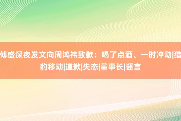 傅盛深夜发文向周鸿祎致歉：喝了点酒、一时冲动|猎豹移动|道歉|失态|董事长|谣言