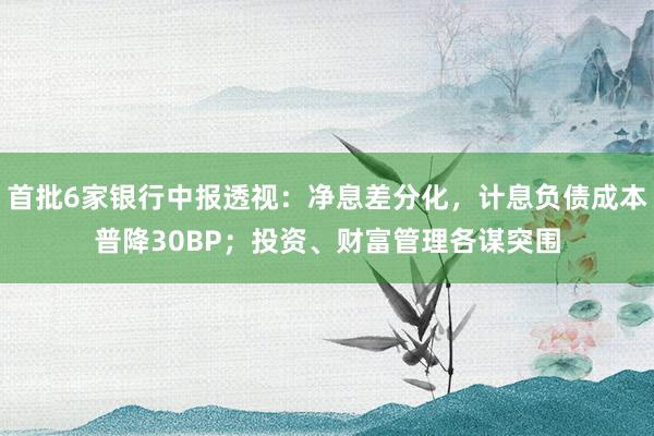 首批6家银行中报透视：净息差分化，计息负债成本普降30BP；投资、财富管理各谋突围