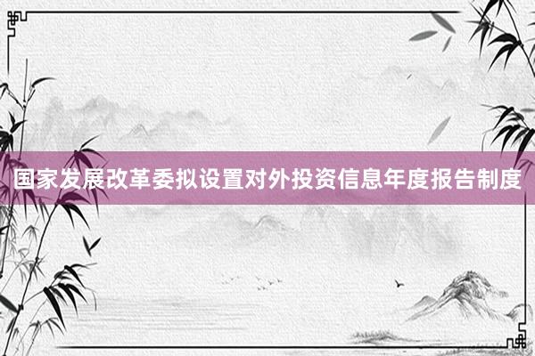 国家发展改革委拟设置对外投资信息年度报告制度