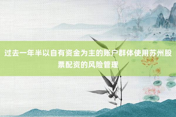 过去一年半以自有资金为主的账户群体使用苏州股票配资的风险管理