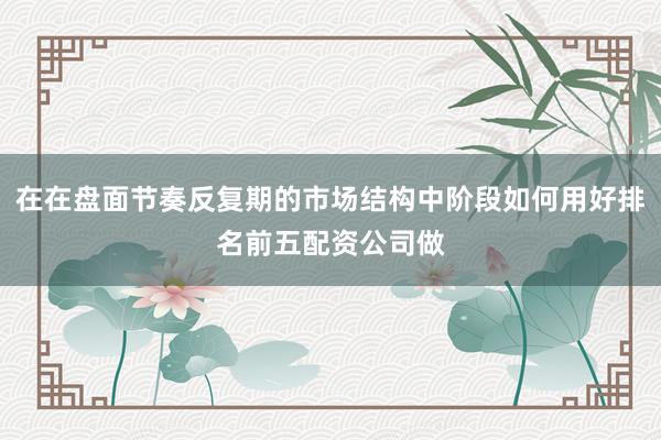 在在盘面节奏反复期的市场结构中阶段如何用好排名前五配资公司做
