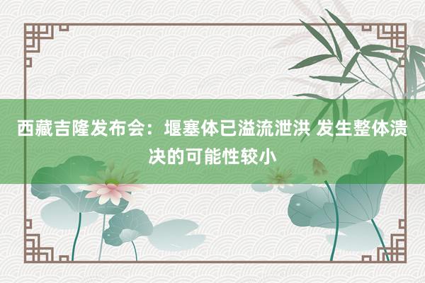 西藏吉隆发布会：堰塞体已溢流泄洪 发生整体溃决的可能性较小