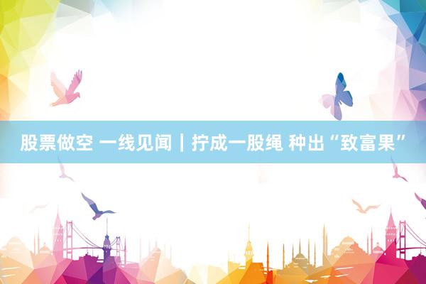 股票做空 一线见闻|拧成一股绳 种出“致富果”