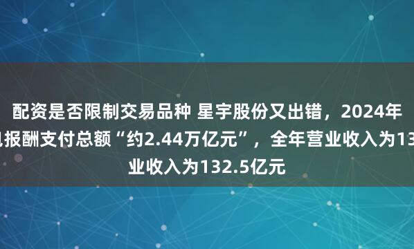 配资是否限制交易品种 星宇股份又出错，2024年报中外包报酬支付总额“约2.44万亿元”，全年营业收入为132.5亿元