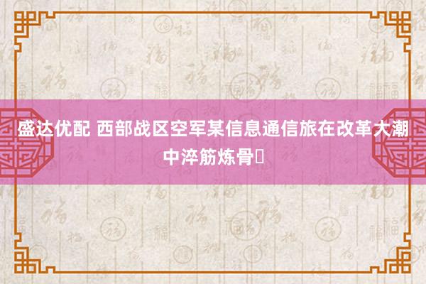 盛达优配 西部战区空军某信息通信旅在改革大潮中淬筋炼骨​