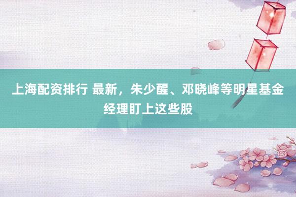 上海配资排行 最新，朱少醒、邓晓峰等明星基金经理盯上这些股