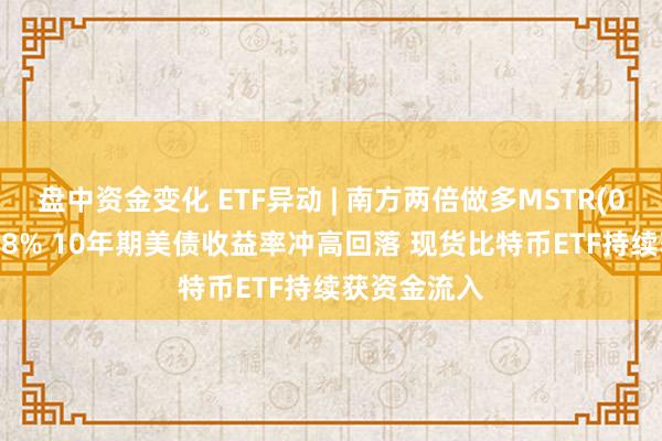 盘中资金变化 ETF异动 | 南方两倍做多MSTR(07799)涨超8% 10年期美债收益率冲高回落 现货比特币ETF持续获资金流入
