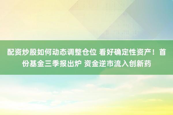 配资炒股如何动态调整仓位 看好确定性资产！首份基金三季报出炉 资金逆市流入创新药