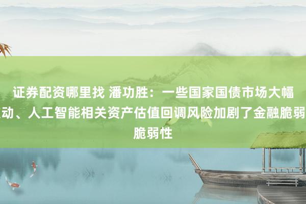 证券配资哪里找 潘功胜:一些国家国债市场大幅波动、人工智能相关资产估值回调风险加剧了金融脆弱性
